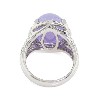 15.15ct Lavender Jadeite Jade & Diamond Ring - 7