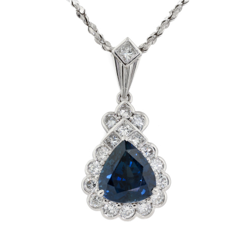 4.84ct Thai Sapphire & Diamond Pendant GIA