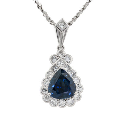 4.84ct Thai Sapphire & Diamond Pendant GIA