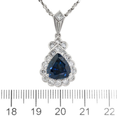 4.84ct Thai Sapphire & Diamond Pendant GIA - 2
