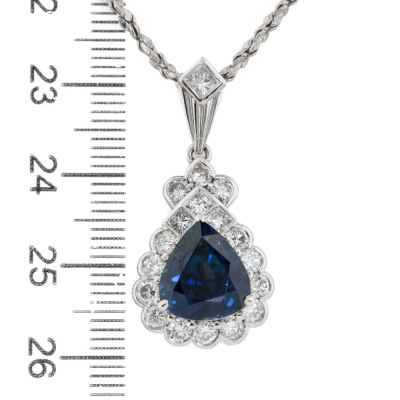 4.84ct Thai Sapphire & Diamond Pendant GIA - 3