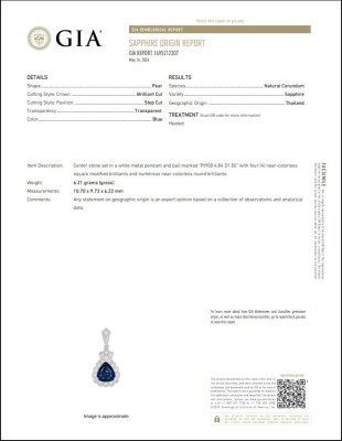 4.84ct Thai Sapphire & Diamond Pendant GIA - 4