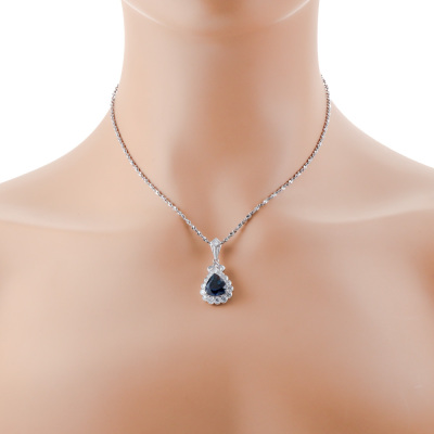 4.84ct Thai Sapphire & Diamond Pendant GIA - 6