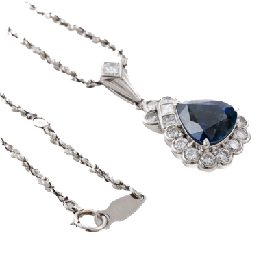 4.84ct Thai Sapphire & Diamond Pendant GIA - 7