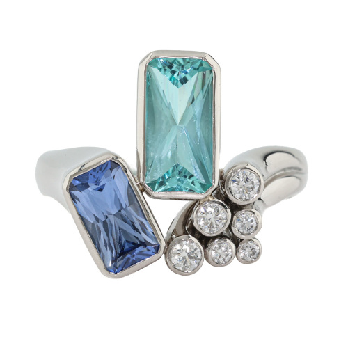 2.91ct Paraiba Tourmaline, Sapphire & Diamond Ring
