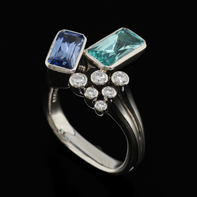 2.91ct Paraiba Tourmaline, Sapphire & Diamond Ring - 6