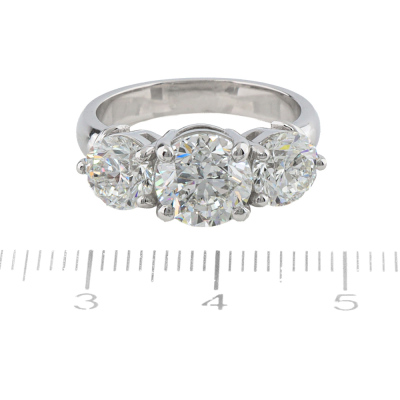 4.02ct Diamond Trilogy Ring GIA H SI2, H VS2 - 2