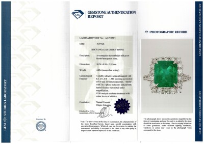 4.49ct Colombian Emerald & Diamond Ring GSL - 4