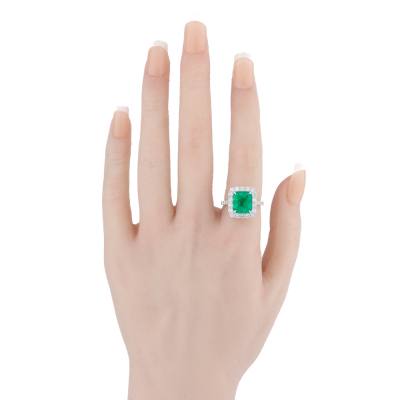 4.49ct Colombian Emerald & Diamond Ring GSL - 5