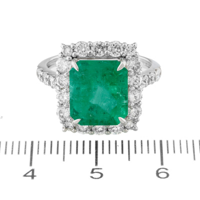 4.49ct Colombian Emerald & Diamond Ring GSL - 6