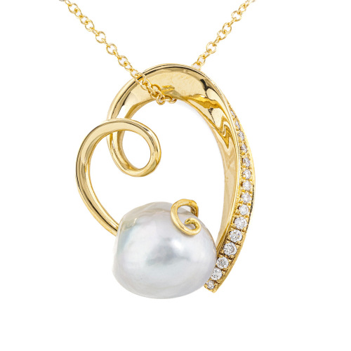 Baroque South Sea Pearl & Diamond Pendant