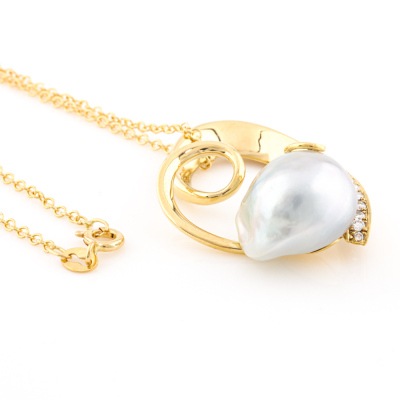Baroque South Sea Pearl & Diamond Pendant - 6
