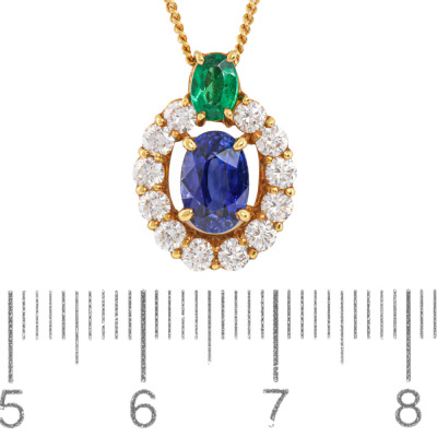 Sapphire, Emerald & Diamond Pendant - 2