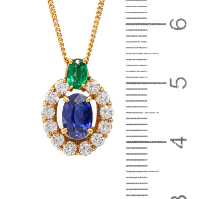 Sapphire, Emerald & Diamond Pendant - 3