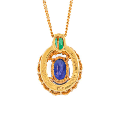 Sapphire, Emerald & Diamond Pendant - 4