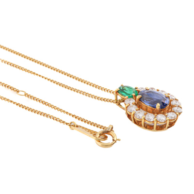 Sapphire, Emerald & Diamond Pendant - 5