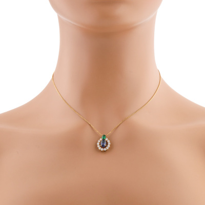 Sapphire, Emerald & Diamond Pendant - 6