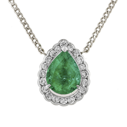 3.55ct Colombian Emerald & Diamond Pendant GSL