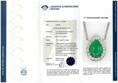 3.55ct Colombian Emerald & Diamond Pendant GSL - 2