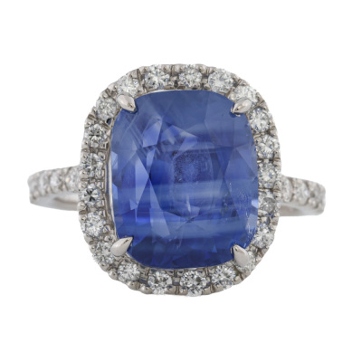 9.08ct Unheated Sapphire & Diamond Ring
