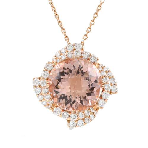 7.01ct Morganite & 0.86ct Diamond Pendant