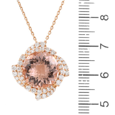 7.01ct Morganite & 0.86ct Diamond Pendant - 2