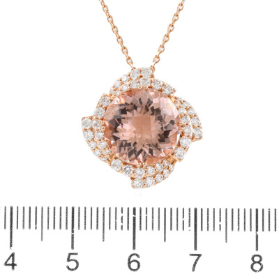 7.01ct Morganite & 0.86ct Diamond Pendant - 3