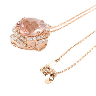7.01ct Morganite & 0.86ct Diamond Pendant - 5
