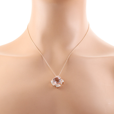 7.01ct Morganite & 0.86ct Diamond Pendant - 6
