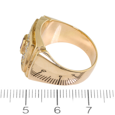 Ruby & Diamond Mens Ring, 18ct 22.6g - 3