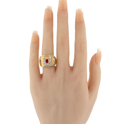 Ruby & Diamond Mens Ring, 18ct 22.6g - 7