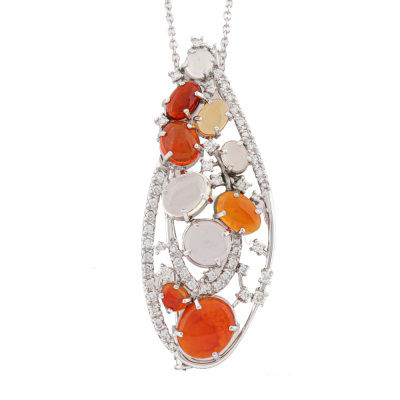 7.65ct Crystal Opal & Diamond Pendant