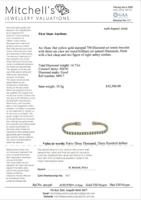 14.73ct Diamond Tennis 18ct Gold Bracelet - 4