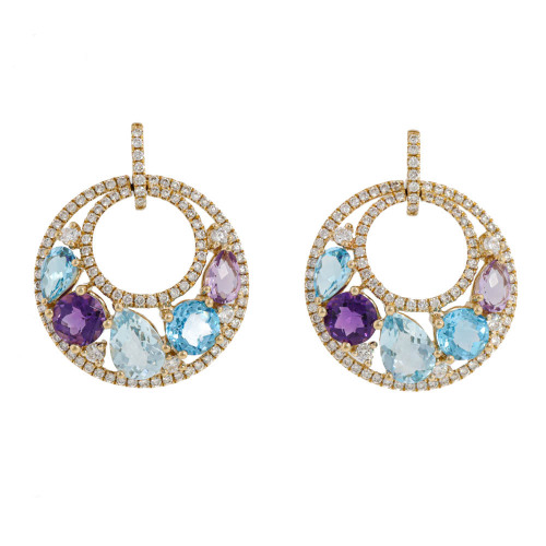 4.74ct Multi Gemstone and Diamond Earrings