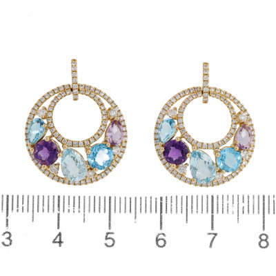 4.74ct Multi Gemstone and Diamond Earrings - 2
