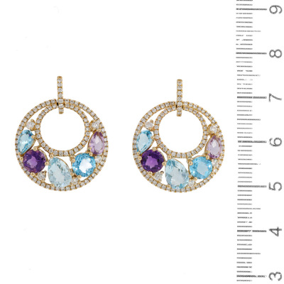 4.74ct Multi Gemstone and Diamond Earrings - 3