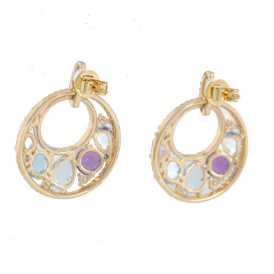 4.74ct Multi Gemstone and Diamond Earrings - 4