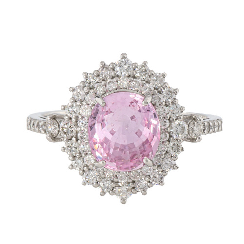 Padparadscha Sapphire & Diamond Ring GIA